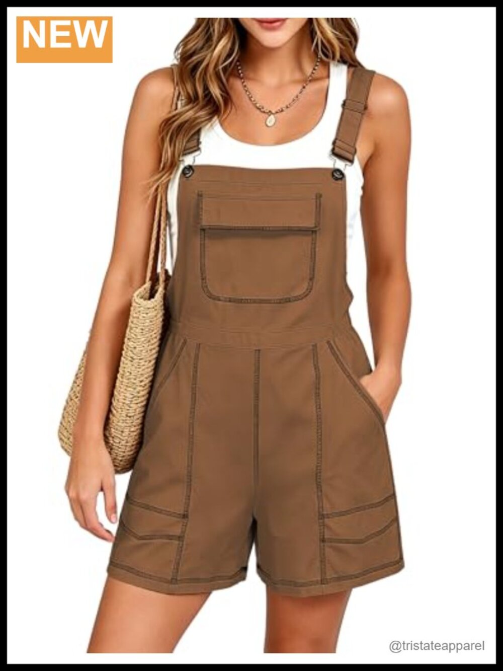 Women's Cotton Bib Short Overalls Adjustable Strap Pockets Casual Summer